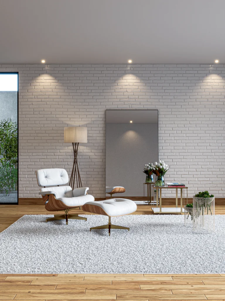 Espelho de Chão Light com moldura na sala para decoração